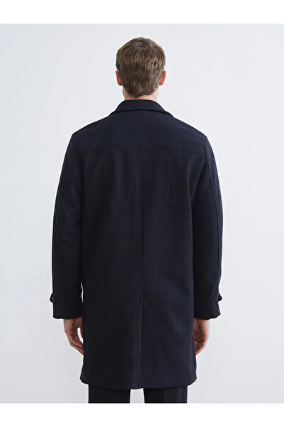 LC Waikiki Navy Blue Standard Fit Jacket Collar Men's Cashmere Coat