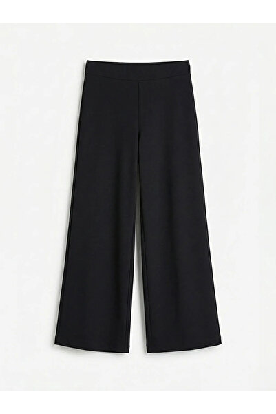 LC Waikiki Black Elastic Waist Wide Leg Women's Trousers