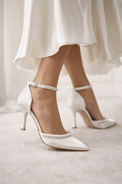Firibu Pantofi de mireasă din satin |   Curea de gleznă cu vârf ascuțit și ca...