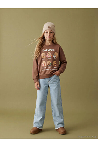 LC Waikiki Blue Wideleg Girl's Jean Trousers