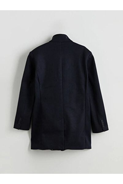 LC Waikiki Navy Blue Large Size Standard Fit Mock Neck Men's Cashmere Coat