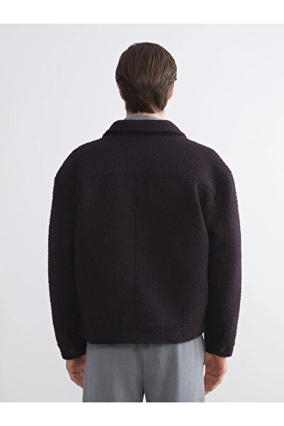 LC Waikiki Burgundy Comfortable Fit Jacket Collar Men's Cashmere Coat