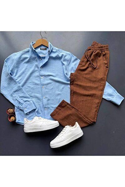 giyimadam16 Men's Linen Shirt Pants Set