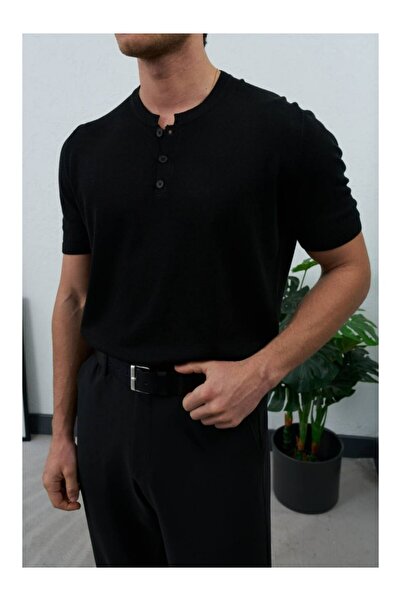 perasttesktil Men's Button-Front Knitwear T-Shirt