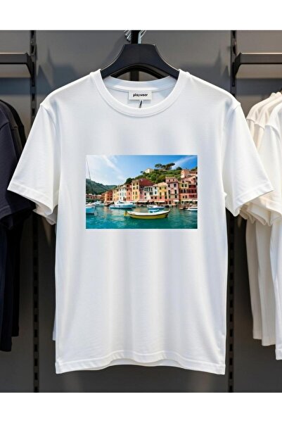 playwear تي شيرت PLAY WEAR للجنسين بقصة فضفاضة مطبوع عليه ITALY V2 برقبة دائرية