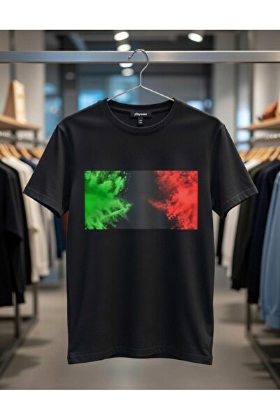 playwear تي شيرت PLAY WEAR للجنسين بقصة فضفاضة مطبوع عليه ITALY V3 برقبة دائرية