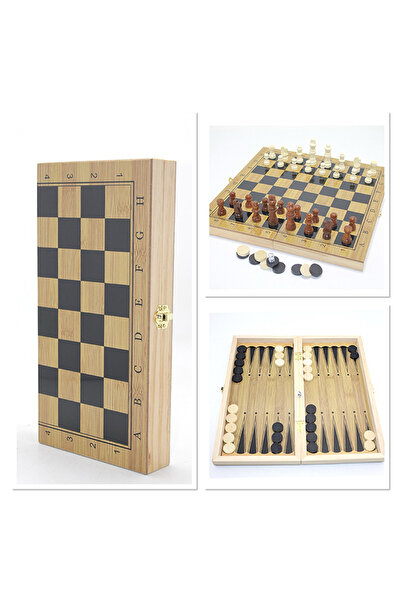 ZS DEMİR Wooden Chess and Backgammon Set