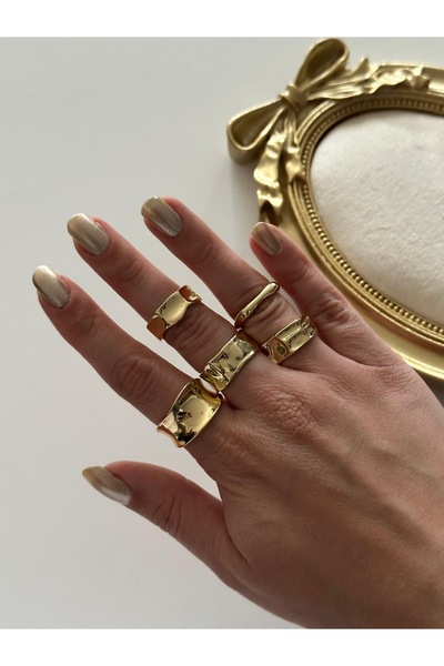 stravis مجموعة خواتم متعددة باللون الذهبي