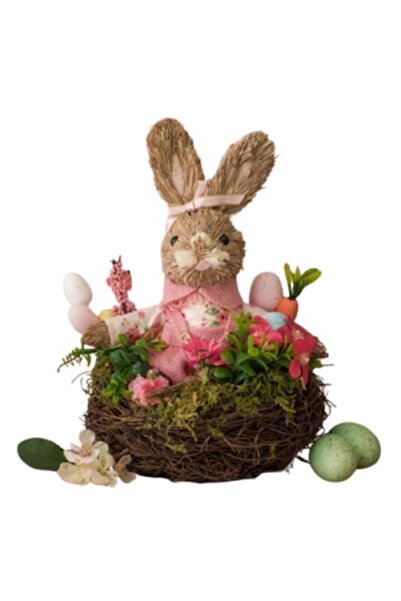 OEM Decorațiune de Paște cu cuib de iepuraș și ouă Ø24x30cm