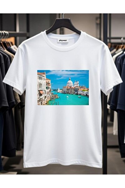 playwear تي شيرت PLAY WEAR للجنسين بقصة فضفاضة مطبوع عليه ITALY V1 برقبة دائرية