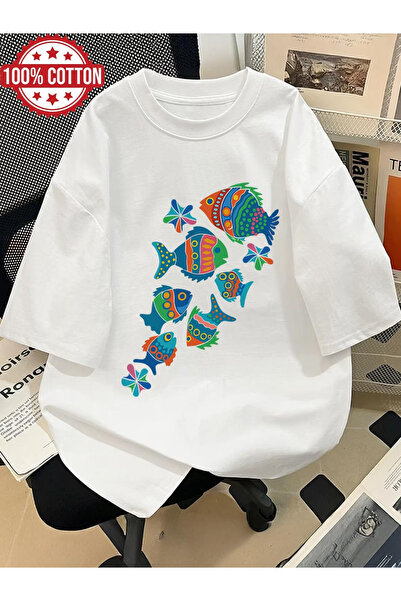 ELAN WEAR Μπλουζάκι BALIK με στάμπα Oversize για Γυναίκες/Άνδρες Unisex Λευκό