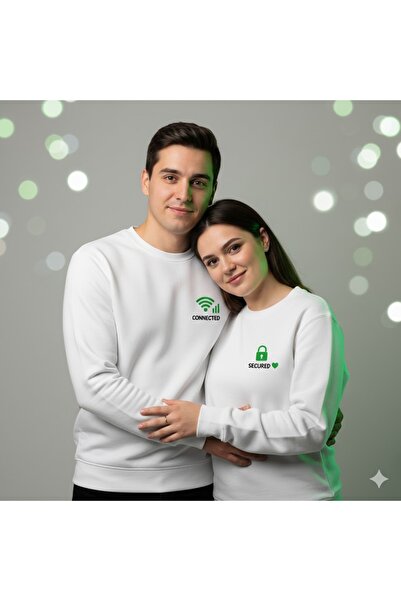 PERISENSE Dear Couple Combination Printed 2-Piece Cotton 3-Yarn Hoodless Over...