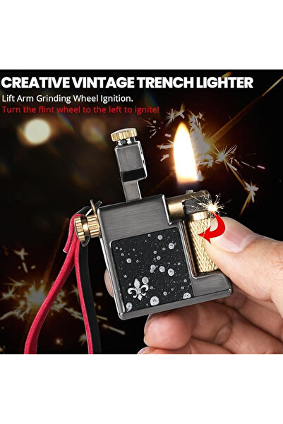 ozbience Antika Görünümlü Benzinli Koleksiyon Mini Çakmak, Şık ve Zarif Tasarım