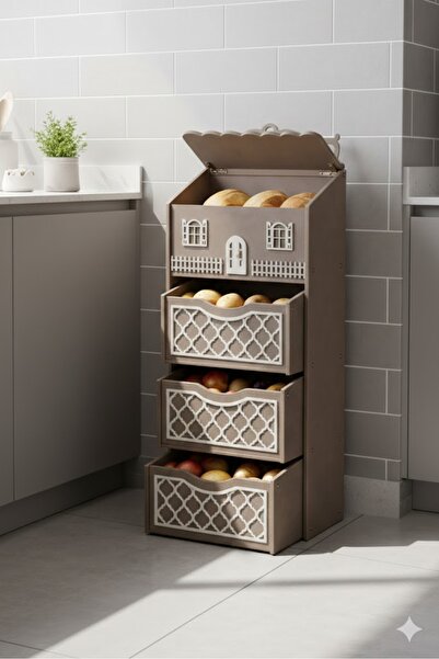 DOKTOR AHŞAP Patates Soğanlık Ekmeklik Dolabı Sebzelik 3 Katlı MDF Lam BM