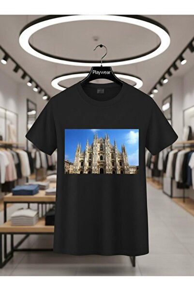 playwear تي شيرت PLAY WEAR للجنسين بقصة فضفاضة مطبوع عليه ITALY V19 برقبة دائرية