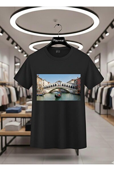 playwear تي شيرت PLAY WEAR للجنسين بقصة فضفاضة مطبوع عليه ITALY V21 برقبة دائرية