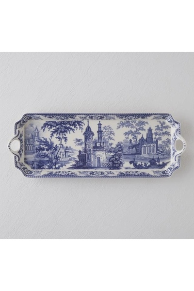 English Home Preston Stoneware Kayık Plate Navy Blue 38 cm