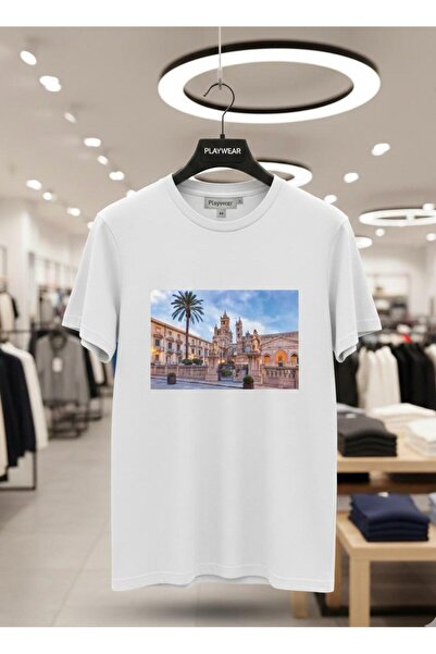 playwear تي شيرت PLAY WEAR للجنسين بقصة فضفاضة مطبوع عليه ITALY V16 برقبة دائرية