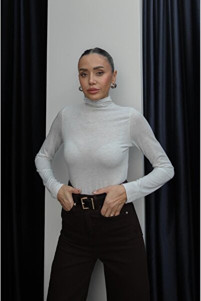 Havoş Εκρού Μπλούζα με Γιακά Τσόκαρο και Διαφάνεια με Γκλίτερ