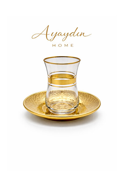 Paşabahçe 42011 Bel Yaldızlı 12 Parça Çay Seti (6 Bardak + 6 Tabak) - Ayaydın...