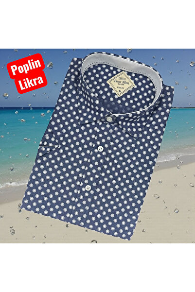 EREN STYLE Slim Fit Cotton Short Sleeve Collared Hidden Button Shirt (Slim Fi...