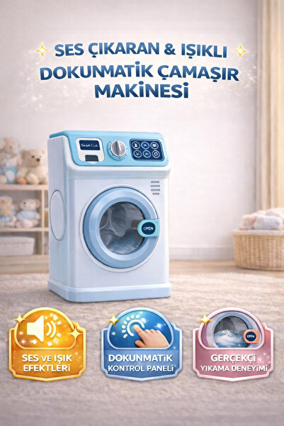 Magicway Işıklı Sesli Müzikli Büyük Oyuncak Çamaşır Makinası Evcilik ve Mutfa...