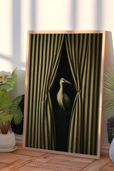 ARTCASTLE Wooden Framed Single Painting Surreal Bird Painting