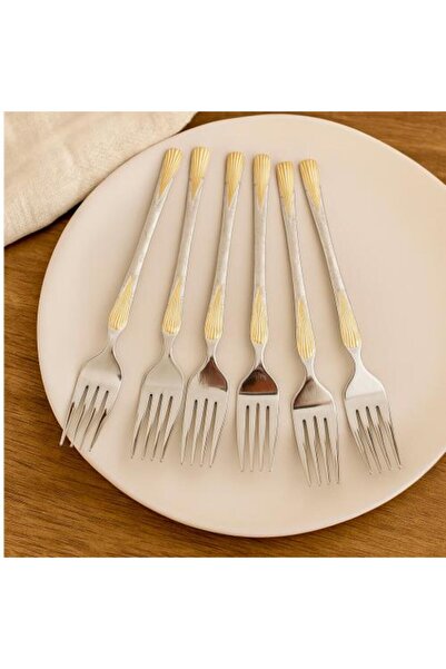 Generic Decorative Stainless Steel Fork Set - 6 Pieces