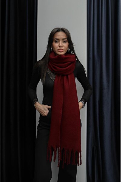 Havoş Plum Fringed Scarf
