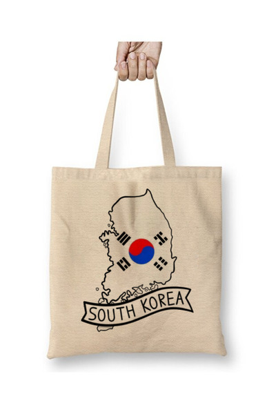 Toyaso Южна Корея Бяла платна чанта с дълги дръжки Чанта за пазаруване Чанта ...