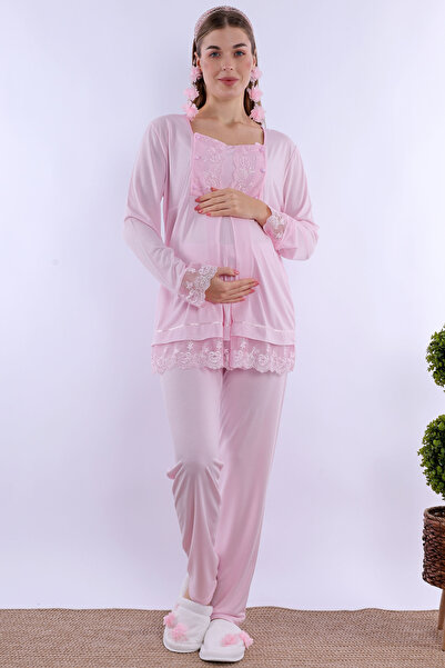 ByLohusa Pamučni set pidžama za trudnice sa funkcijom dojenja – Elastični str...