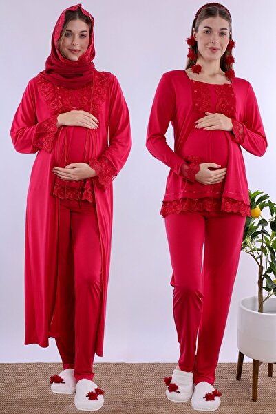 ByLohusa Effortt Cherry Hijab Long Dress Maternity Pajama Set