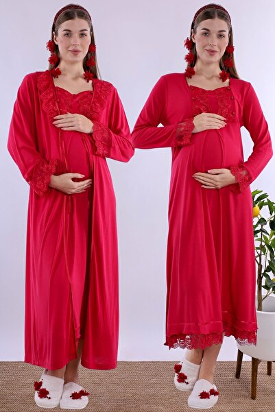 ByLohusa Set de cămașă de noapte pentru maternitate și postpartum, cu croială...