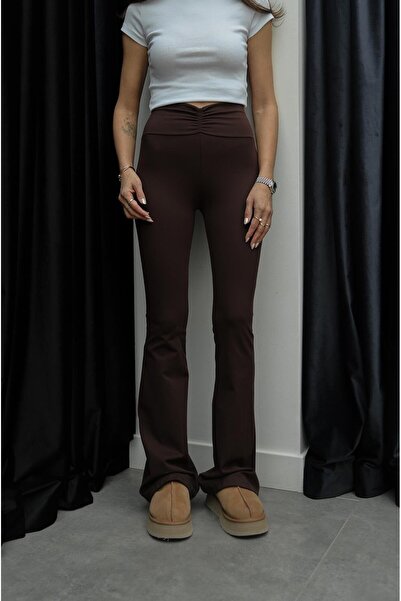 Havoş Brown Drape Detailed Leggings