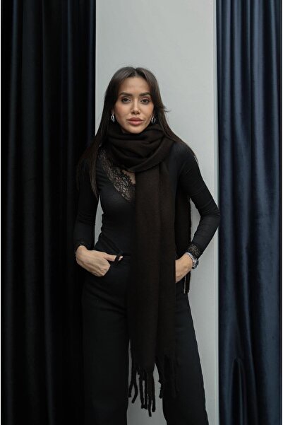 Havoş Bitter Brown Fringed Scarf