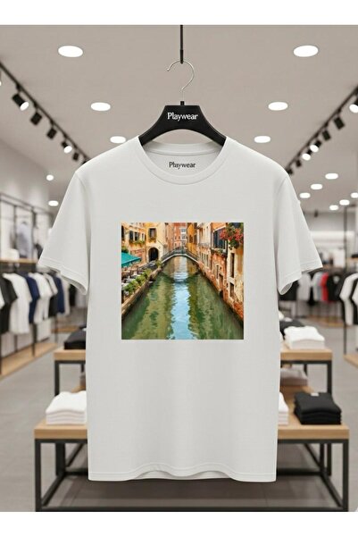 playwear تي شيرت PLAY WEAR للجنسين بقصة فضفاضة مطبوع عليه ITALY V22 برقبة دائرية