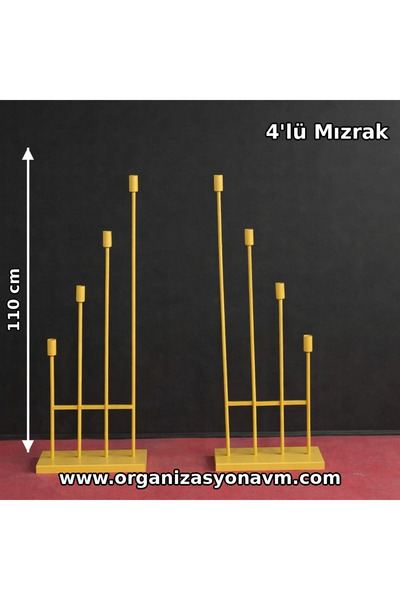 ORGANİZASYONAVM Mızrak şamdan elektrikli 4 lü