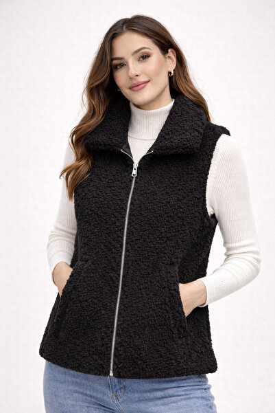 PENGORA Welsoft Lamb Pattern Plush Women's Vest Lined with Double Pockets Com...