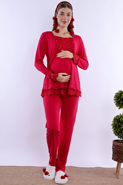 ByLohusa Breastfeeding-Friendly Cotton Maternity Pajama Set – Elastic Waist E...