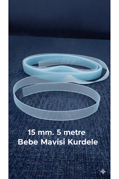 serap çiçekçilik Bebe Mavi 15 mm. Şifon Kurdele - 5 Metre | Hediye Paketi ve ...