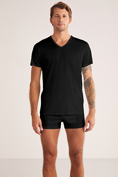 Kom Tricou/Atlet pentru bărbați, 100% bumbac/mercerizat, cu decolteu în V (cu...