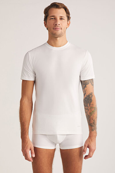 Kom Men'S, Modal-Cotton, Plain, Crew Neck 2-Pack Undershirts/T-Shirts (with S...