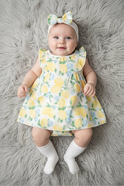 Baby Starters Toddlers Girl 2 Piece Floral Print Short Sleeve Dress With Head...