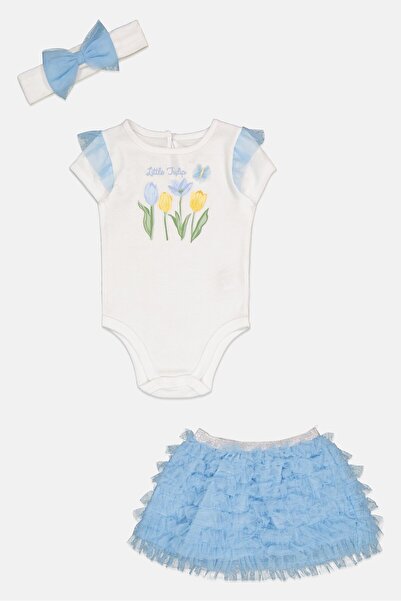 Baby Starters طقم مكون من 3 قطع للبنات الصغيرات، يتضمن بدلة جسم مطبوعة برسوما...