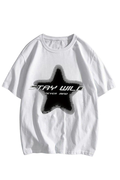 İlayda Toprak Tricou unisex supradimensionat cu mânecă scurtă, alb, cu imprim...