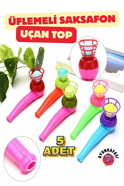 OYUNKAFASI 5 Adet Saksafon Top Üflemeli Uçan Top Oyuncaği Nefes Egzersizi