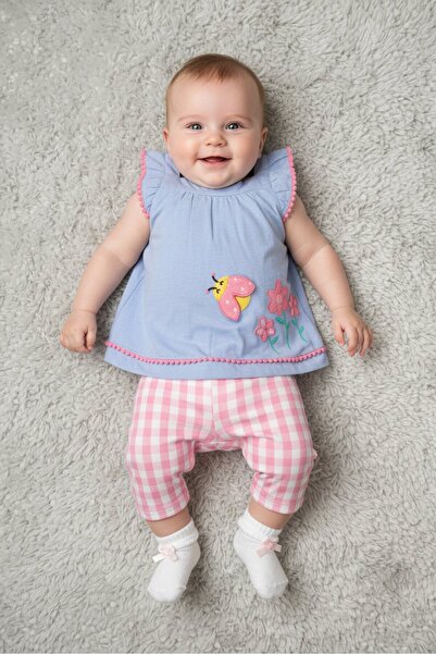 Baby Starters طقم ملابس بناتي مكون من قطعتين مطرزتين، متعدد الألوان