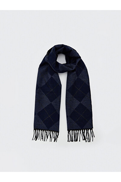 LC Waikiki LCW ACCESSORIES Ανδρικό καρό φουλάρι ανθρακί με φούντες