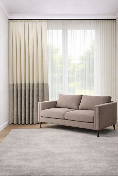 PERDE MERKEZİ Mısır Krem Bej Gold Pano Fon Perde Salon Ve Misafir Odalarına U...