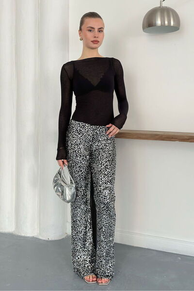 Caddebostan Moda Silver Sequin Trousers Modern Premium Luxury Trend Design Tr...